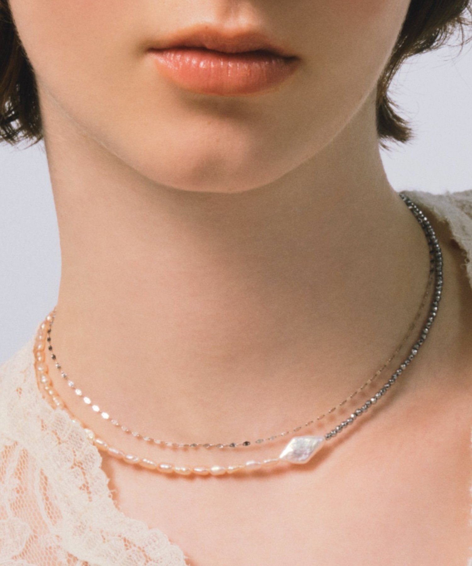 les bon bon les bon bon/Elise choker エリーゼ チョーカー ヘマタイト 天然石 淡水パール ジュエリー ギフト MADE IN JAPAN 日本製 ルボンボン セットアップセブン アクセサリー・腕時計 チョーカー ホワイト【送料無料】