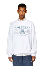 【SALE／40%OFF】DIESEL メンズ スウェット クルーネック レギュラーフィット ディーゼル トップス スウェット・トレーナー ホワイト ブラック レッド【送料無料】