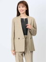 【SALE/20%OFF】m.f.editorial ウォッシャブル 麻調カラーレスダブルジャケット ベージュ(セットアップ可能) レディース セットアップ ス...