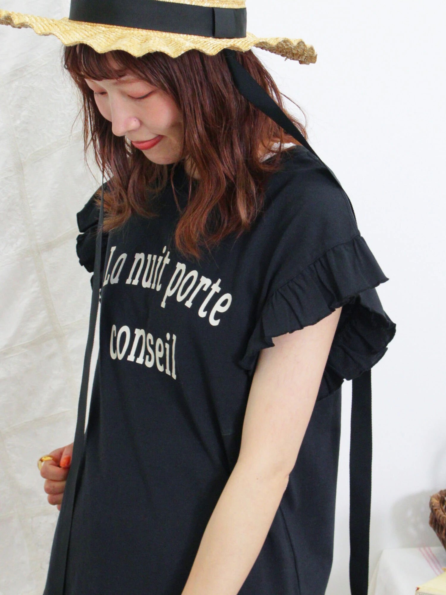 Samansa Mos2 肩フリルロゴTシャツ サマンサモスモス トップス カットソー・Tシャツ ブラック ホワイト グリーン ブルー【送料無料】のサムネイル