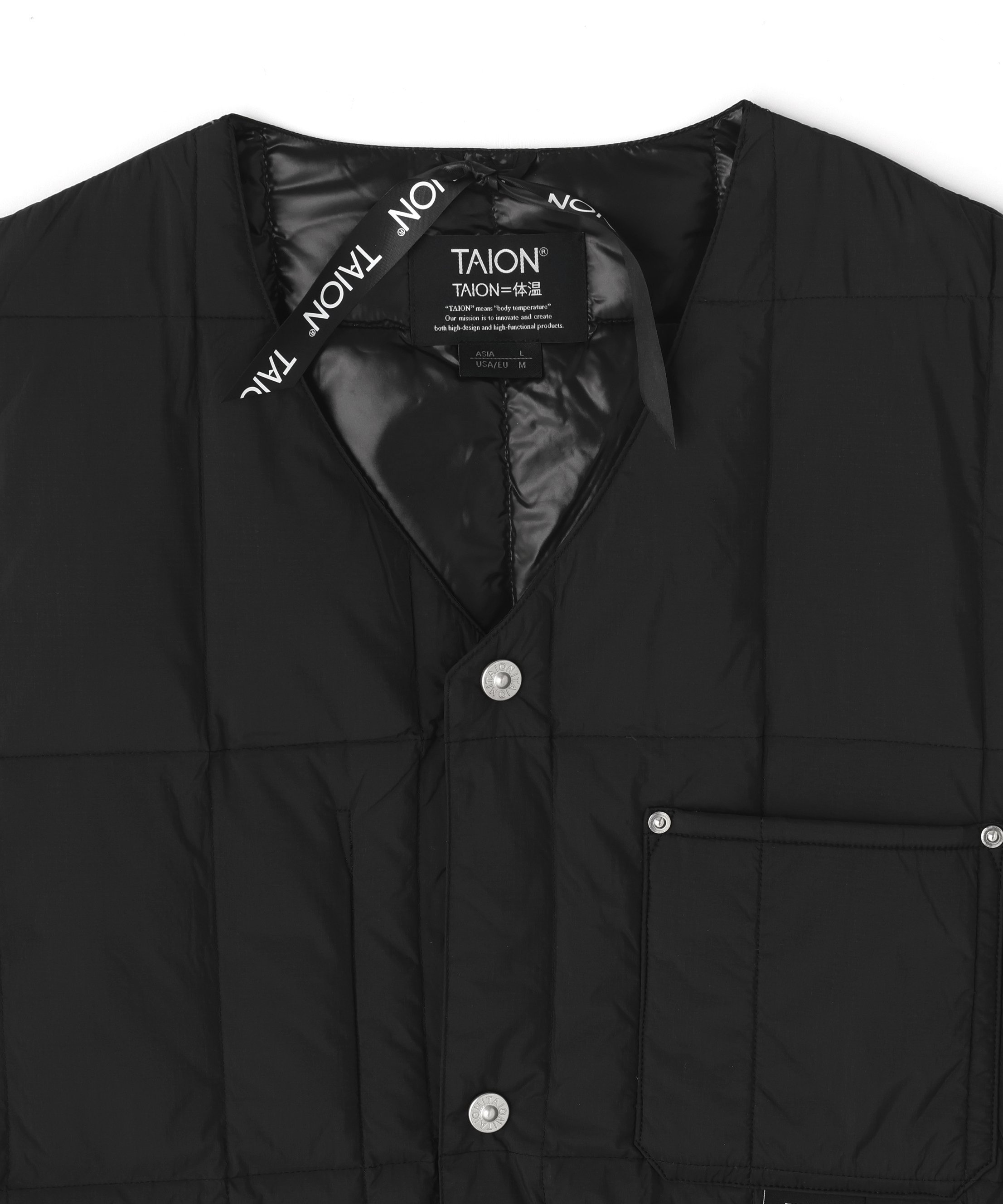 LHP TAION/タイオン/WORK V NECK DOWN VEST エルエイチピー トップス ベスト・ジレ ブラック【送料無料】