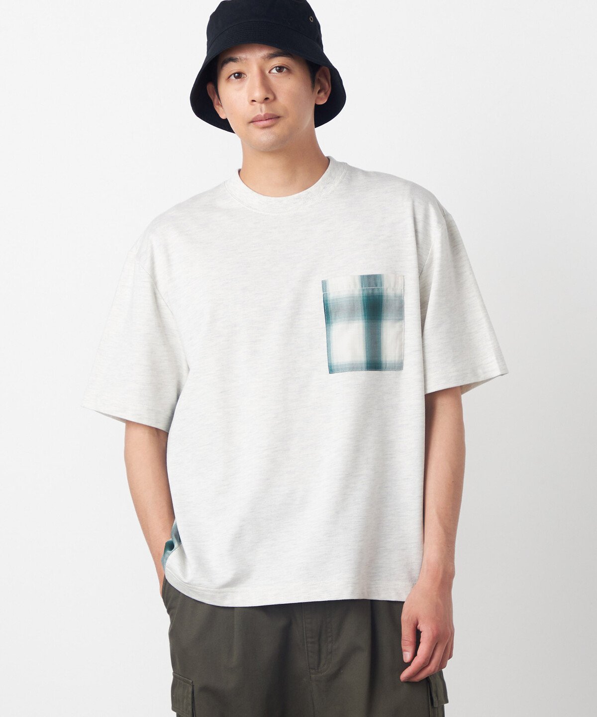 Purple&Yellow チェック切り替えプルオーバー コムサイズム トップス カットソー・Tシャツ ブラック