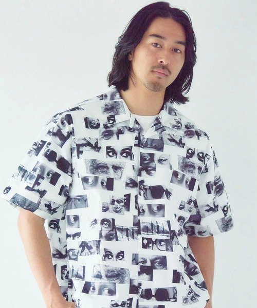 SELECT BRANDS Philip Lumbang/フィリップ・ランバン JIMMY'Z 総柄オープンカラー半袖シャツ(MENS) ジャックローズ トップス シャツ・ブラウス ホワイト【送料無料】