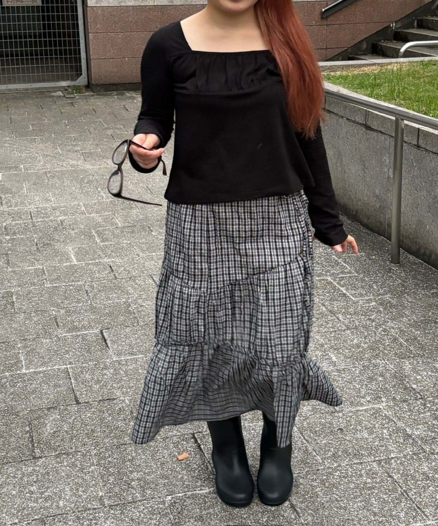 Chikashitsu + 【Chikashitsu +】shirring long sleeve 長袖Tシャツ 長袖トップス ロンT ネバーマインドザエックスユー／チカシツプラス トップス カットソー・Tシャツ ブラウン ホワイト ブラック【送料無料】