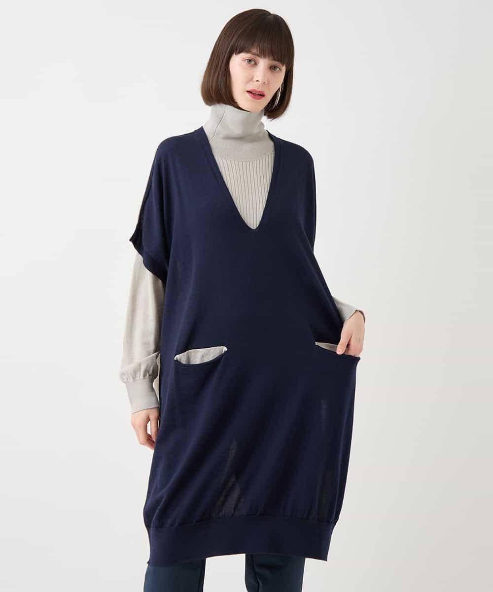 【SALE／60%OFF】HIROKO BIS ホールガーメントリブニットジレ ヒロコ ビス トップス ベスト・ジレ ネイ..