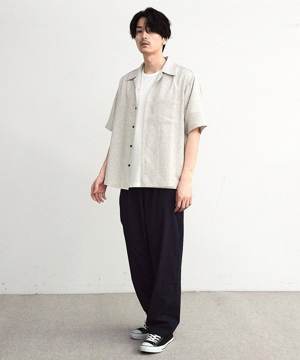 【SALE／50%OFF】RATTLE TRAP サマーツイードオープンカラー半袖シャツ メンズ ビギ トップス シャツ・ブラウス ベージュ ブラック【送料無料】