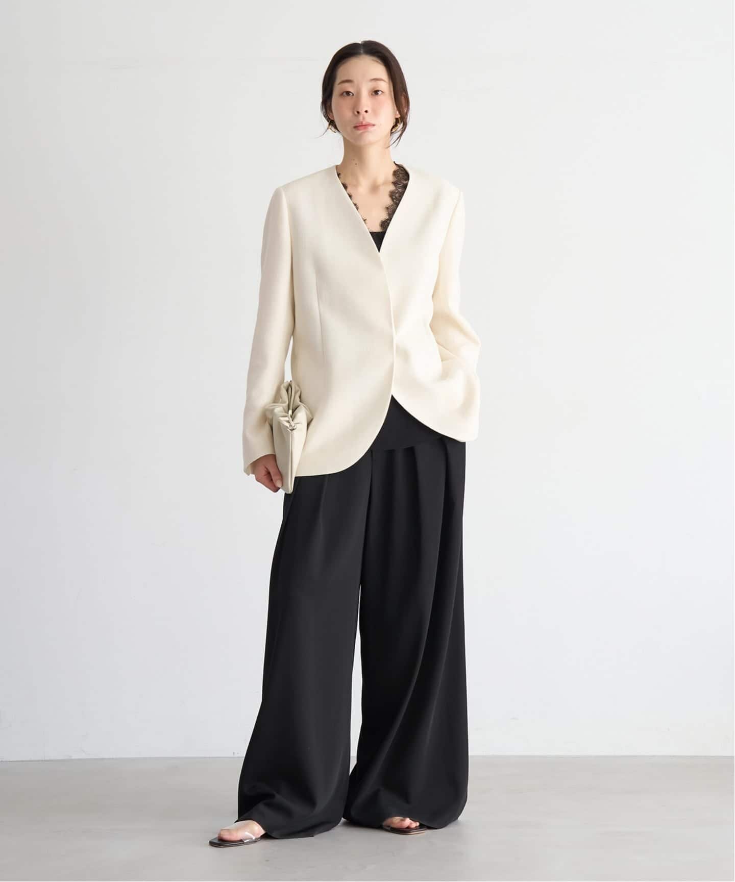 plage Tuck Wide パンツ プラージュ パンツ その他のパンツ ホワイト ブラック