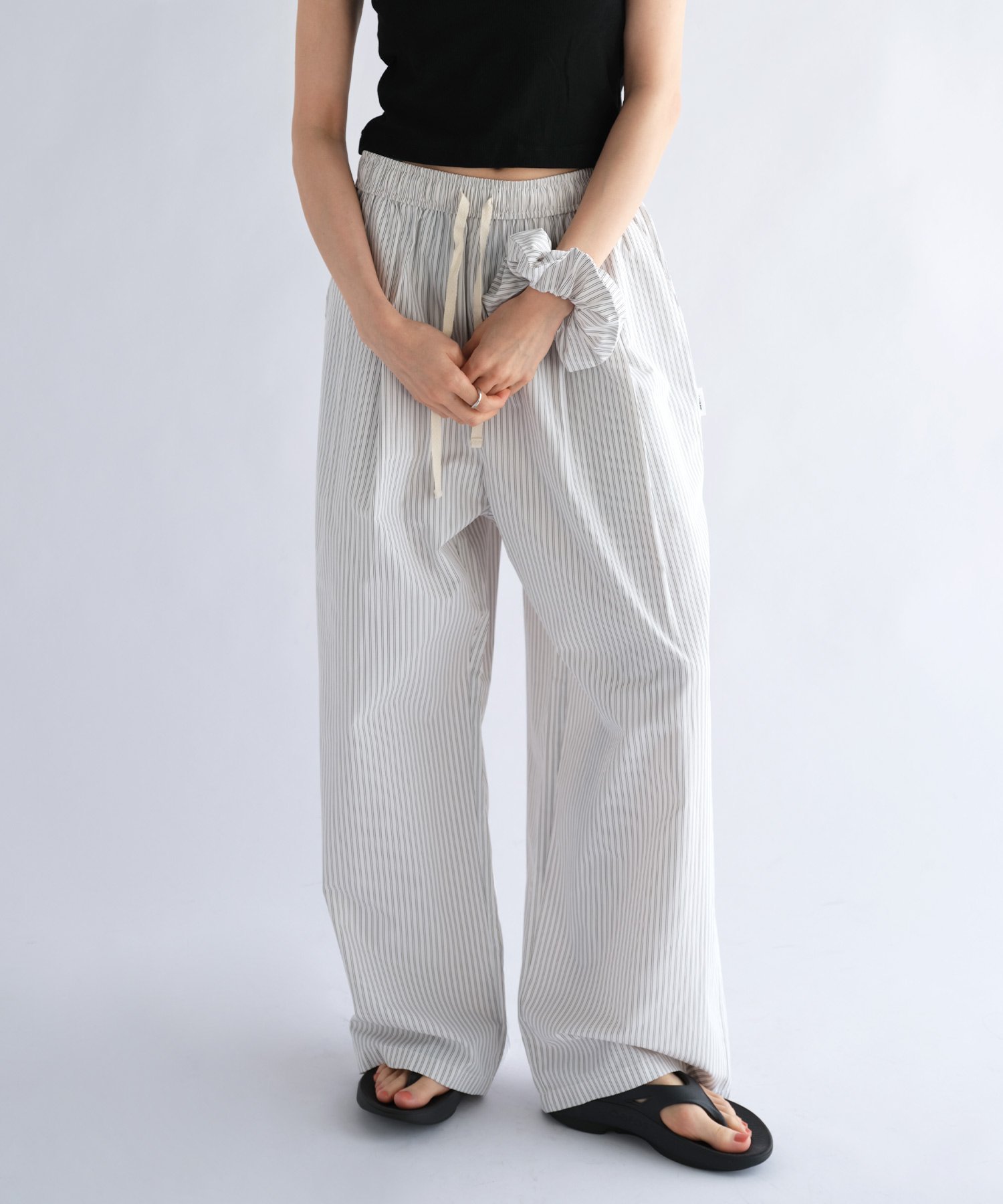 【SALE／5%OFF】ANME カラーストライプ 2タック イージー パンツ ANME アンメ アンドミー パンツ その他のパンツ ホワイト ベージュ ピンク【送料無料】