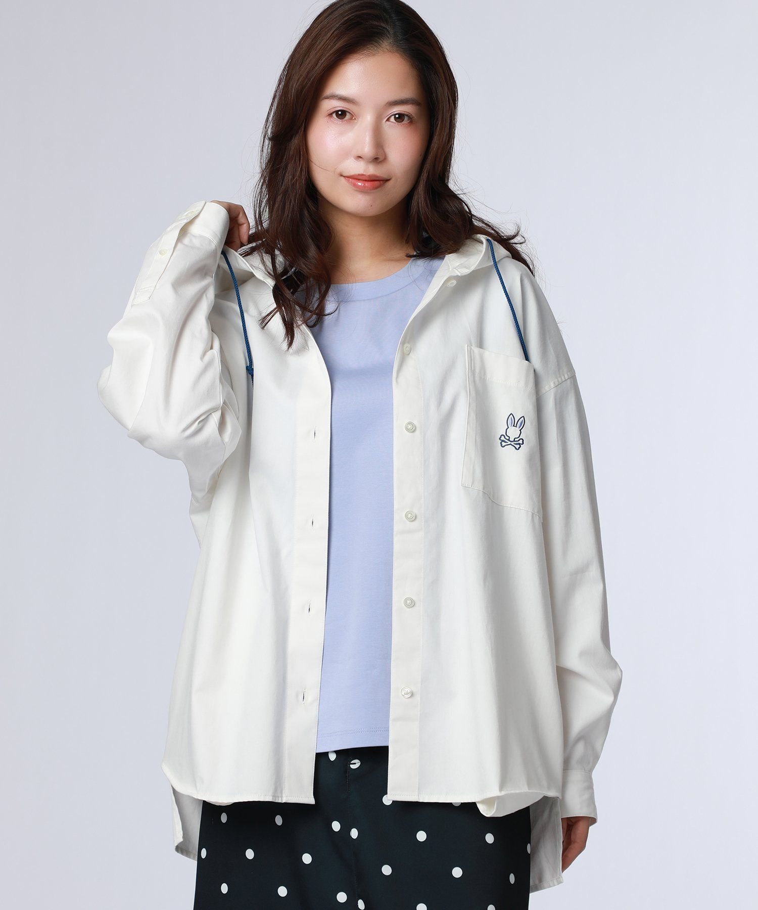 Psycho Bunny [WOMEN]BUNNY デニムフードシャツ サイコバニー トップス カットソー・Tシャツ ネイビー ホワイト【送料無料】