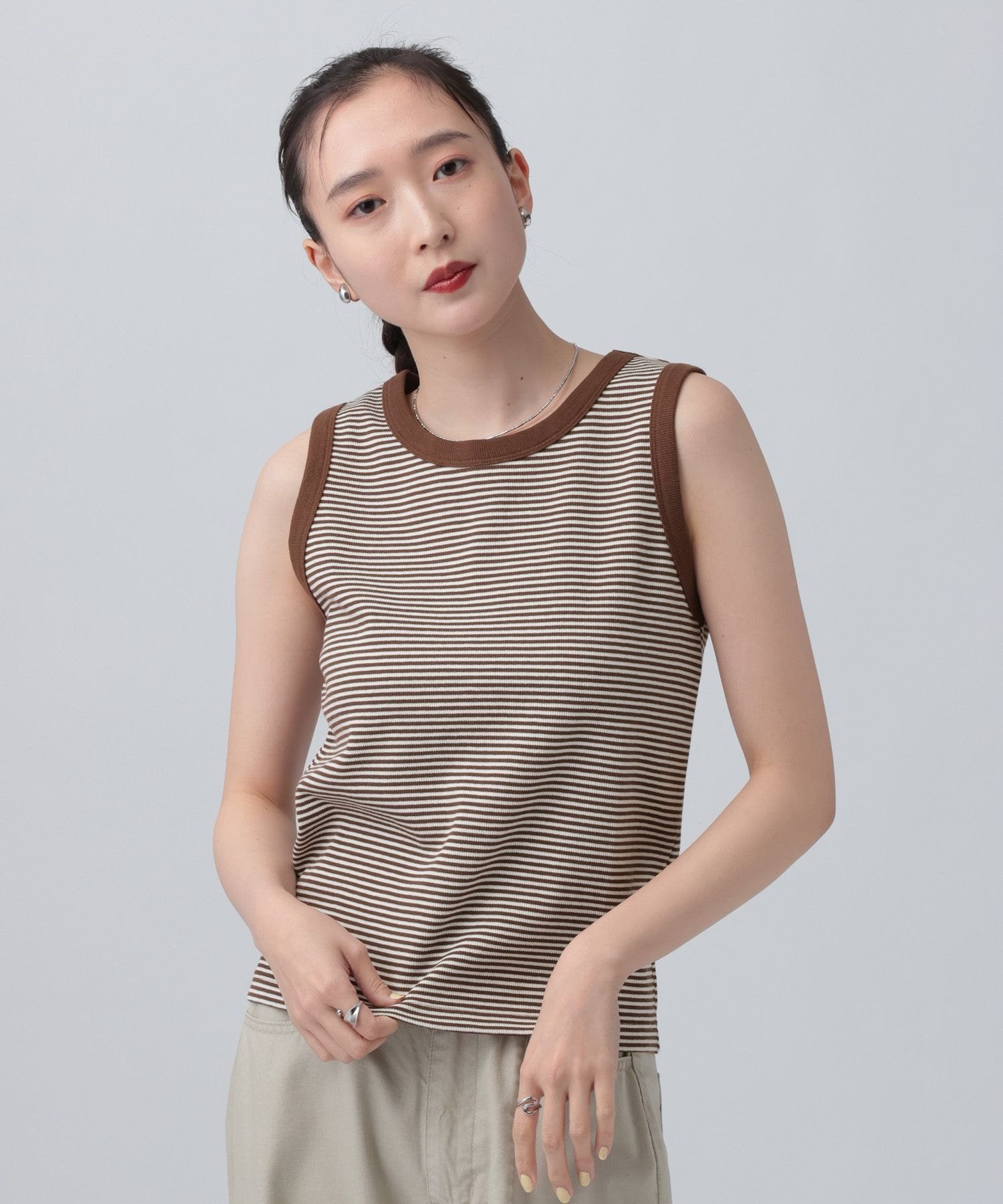 LEPSIM 機能付きノースリタンク レプシィム トップス カットソー・Tシャツ グレー ブラック ブルー ブラウン ホワイト