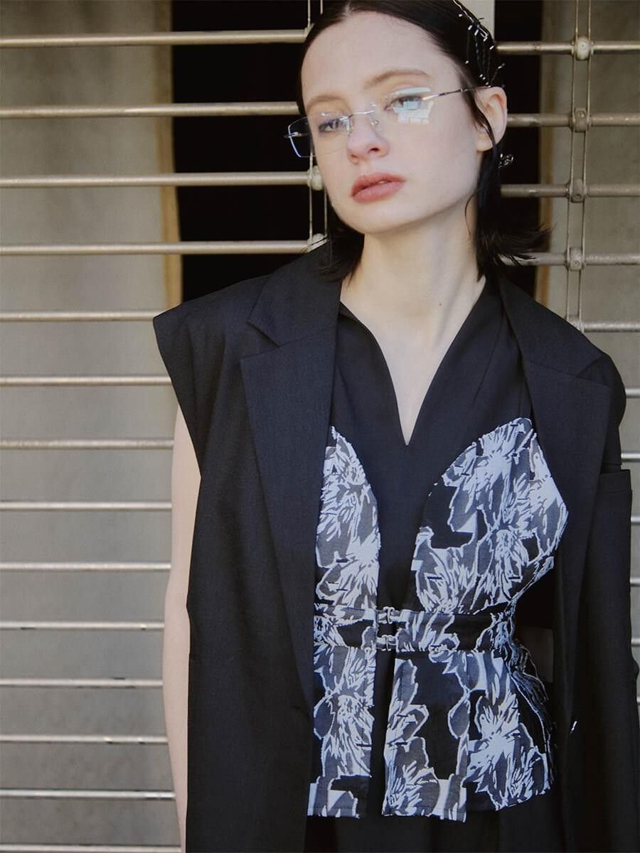 :ETHR OF JACQUARD BUSTIRE SET DRESS ラシュッド ワンピース・ドレス その他のワンピース・ドレス ブラック