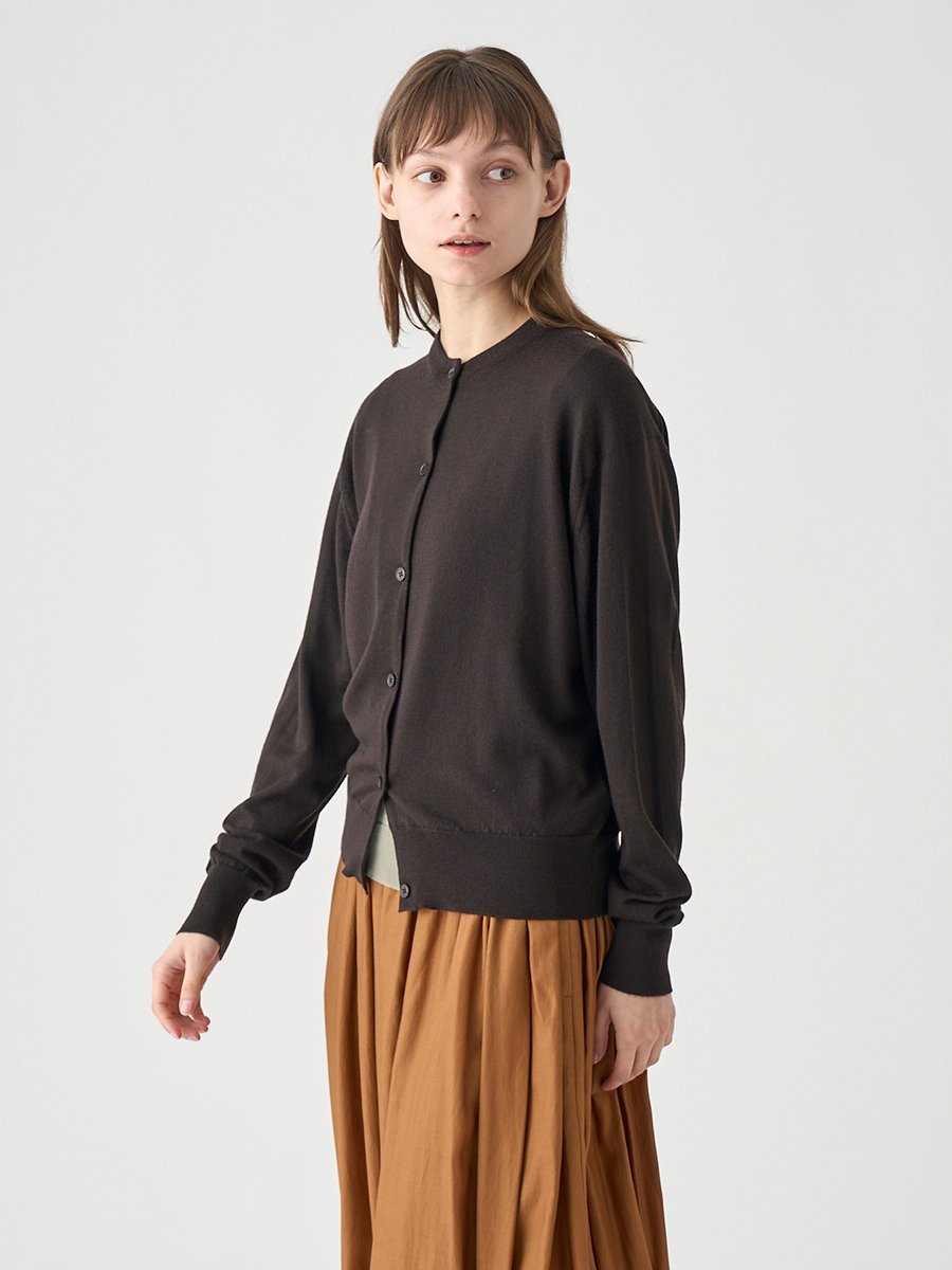 JOHN SMEDLEY クルーネック長袖ニットカーディガン ｜ A4670 ｜ 30G COMMON FIT ジョンスメドレー トップス ニット ブラウン【送料無料】