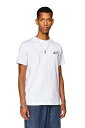 DIESEL メンズ Tシャツ ロゴT 半袖 ワンポイント ディーゼル トップス カットソー・Tシャツ ホワイト ブラック