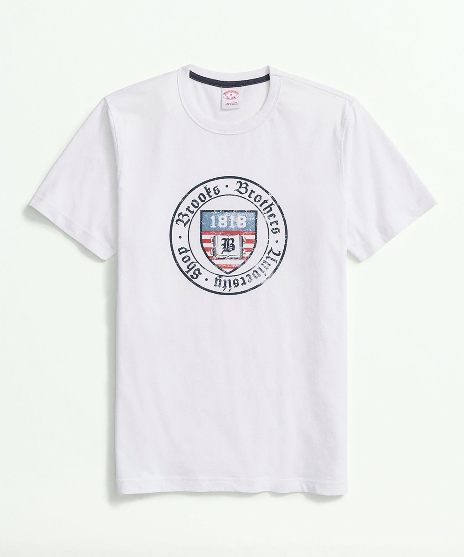 BROOKS BROTHERS コットン ユニバーシティグラフィックモチーフ Tシャツ ブルックス ブラザーズ トップス カットソー・Tシャツ ホワイト【送料無料】