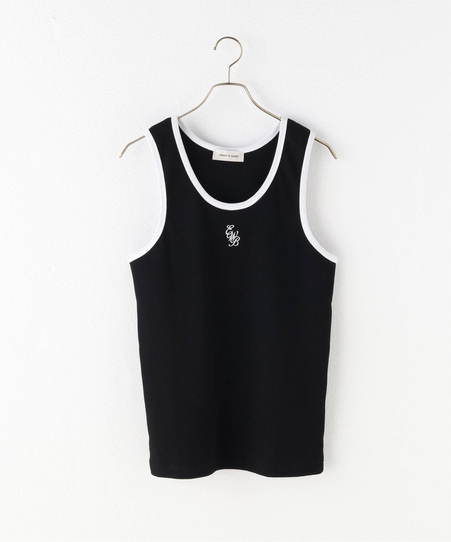 JOURNAL STANDARD 【ERNEST W. BAKER / アーネストダブルベイカー】EWB Embroidered TankTop ジャーナル スタンダード トップス ノースリーブ・タンクトップ ブラック ベージュ【送料無料】