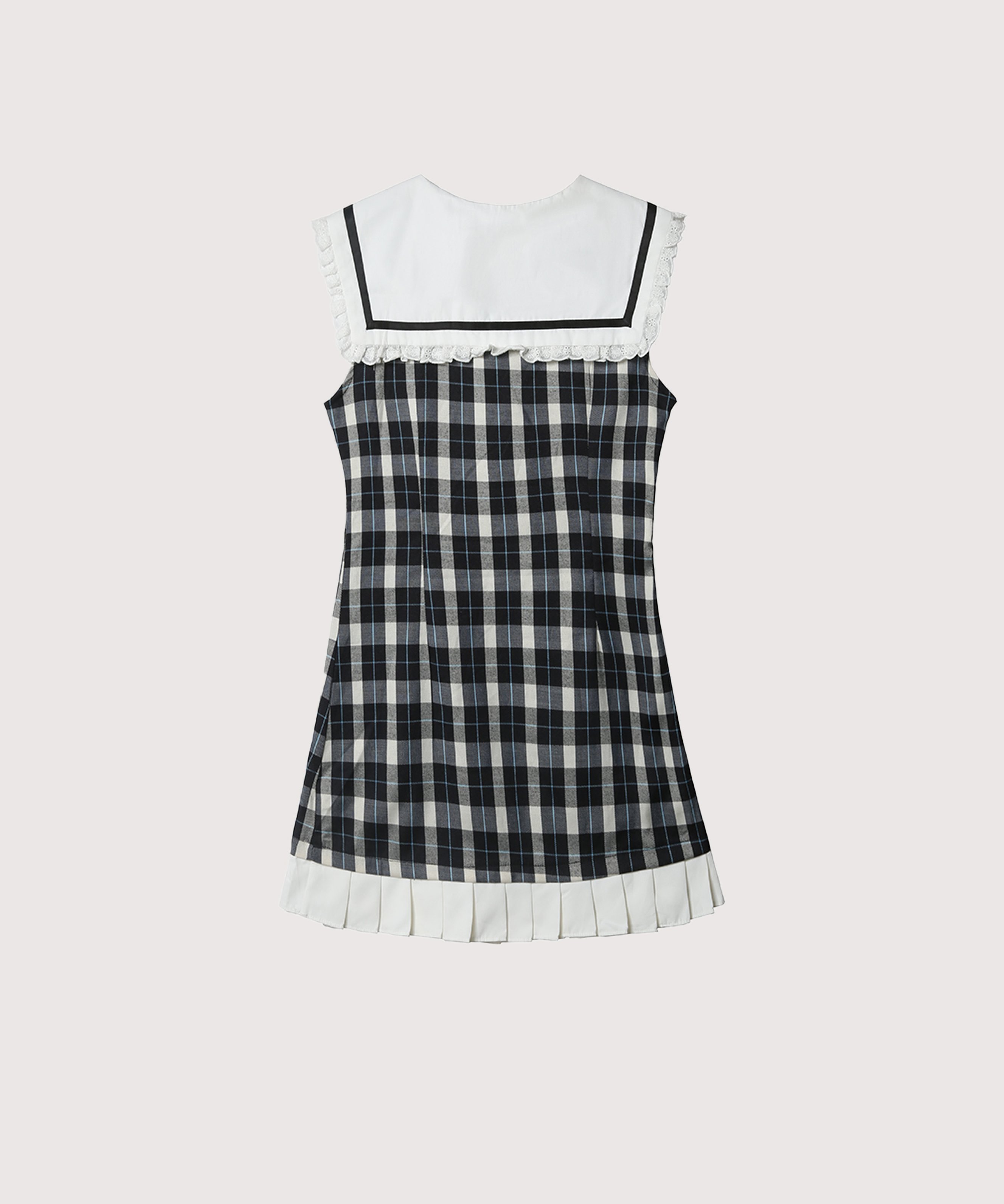 LA POMME petit Sailor Collar Plaid Sweet Dress ラポミ・プチ ワンピース・ドレス ワンピース ホワイト
