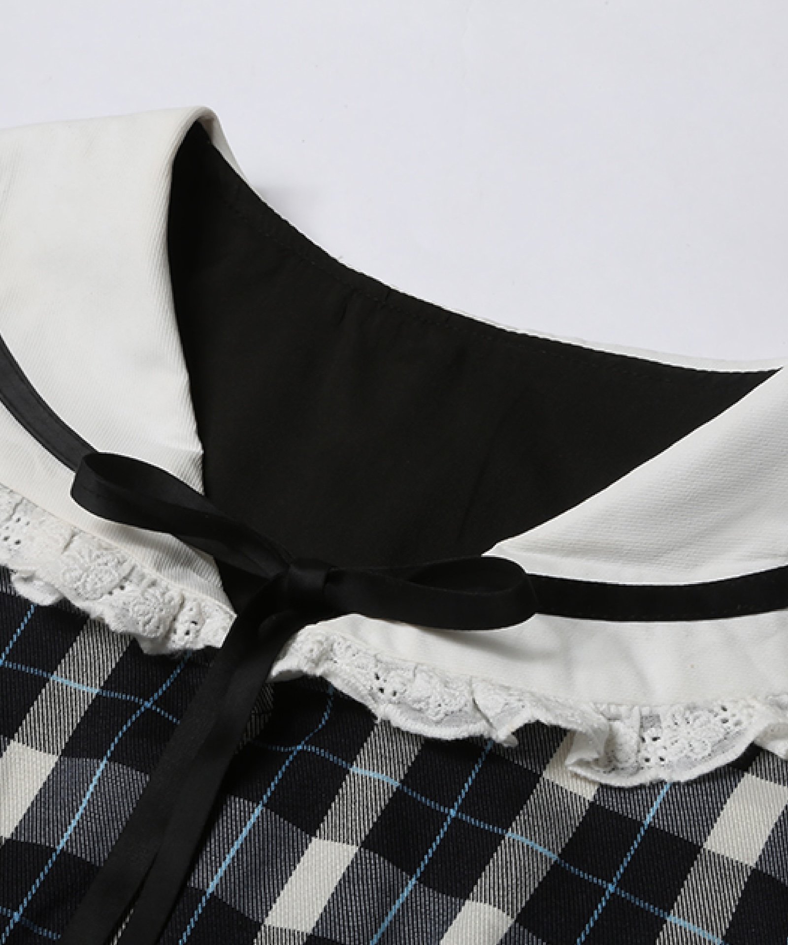 LA POMME petit Sailor Collar Plaid Sweet Dress ラポミ・プチ ワンピース・ドレス ワンピース ホワイト