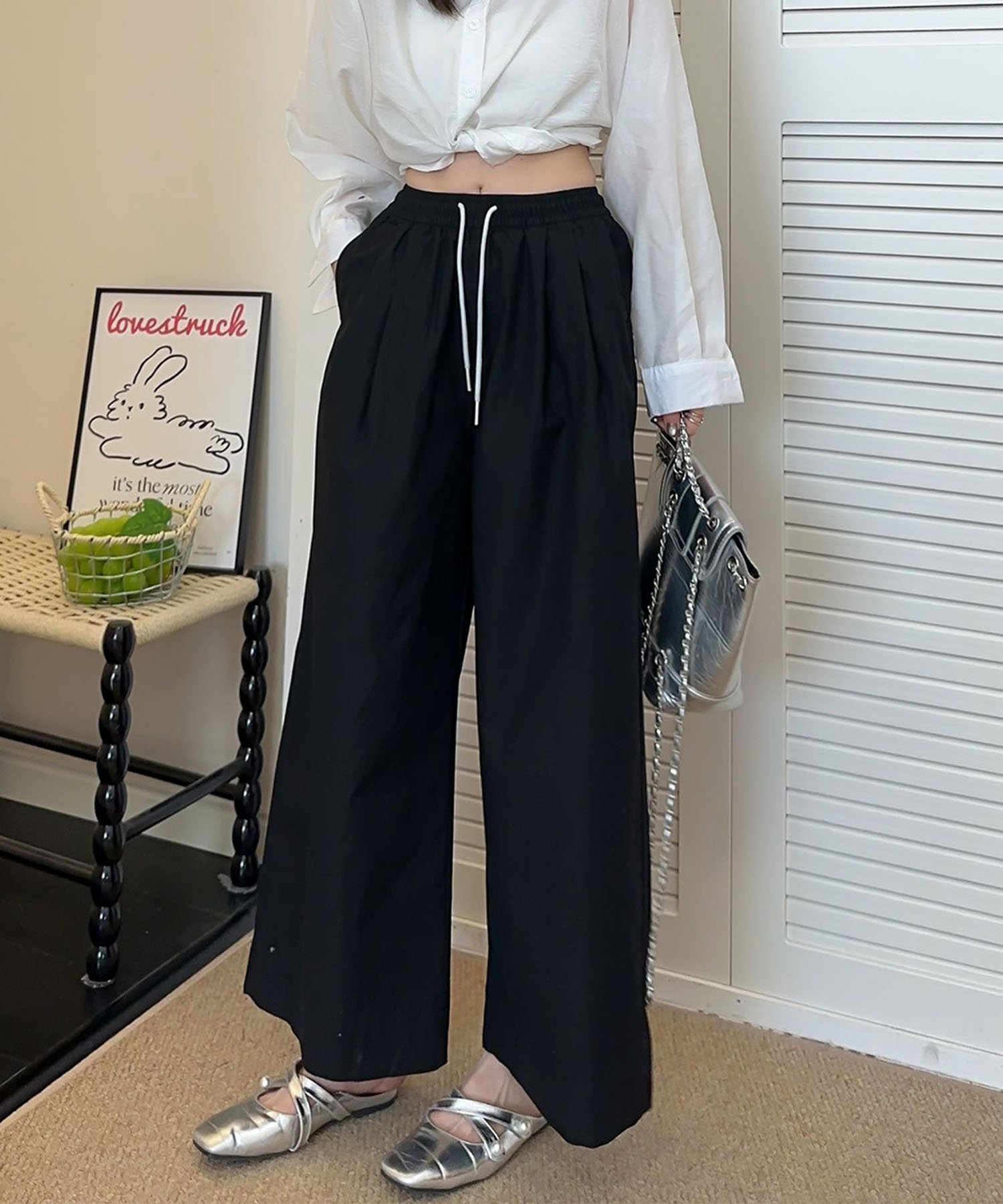 【SALE／20%OFF】BANICO BANICO/フレアリラックスワイドパンツ アイモハ パンツ その他のパンツ ブラック ベージュ ブルー