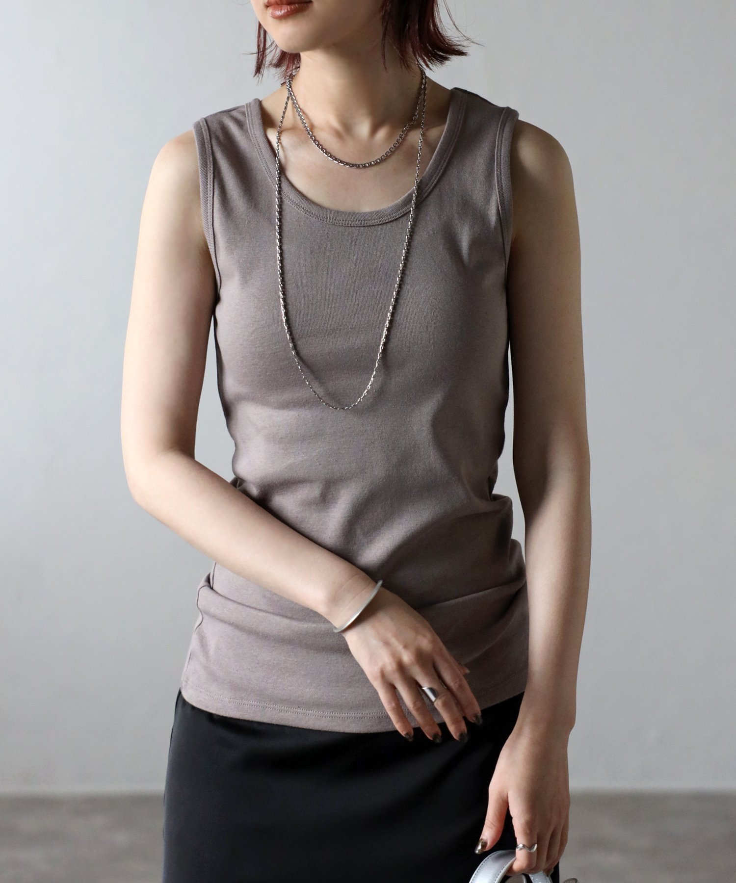 楽天Rakuten Fashion【SALE／47％OFF】mitis mitis/（W）コットンフライスタンクトップ リラクロ トップス ノースリーブ・タンクトップ ベージュ ブラック ホワイト パープル