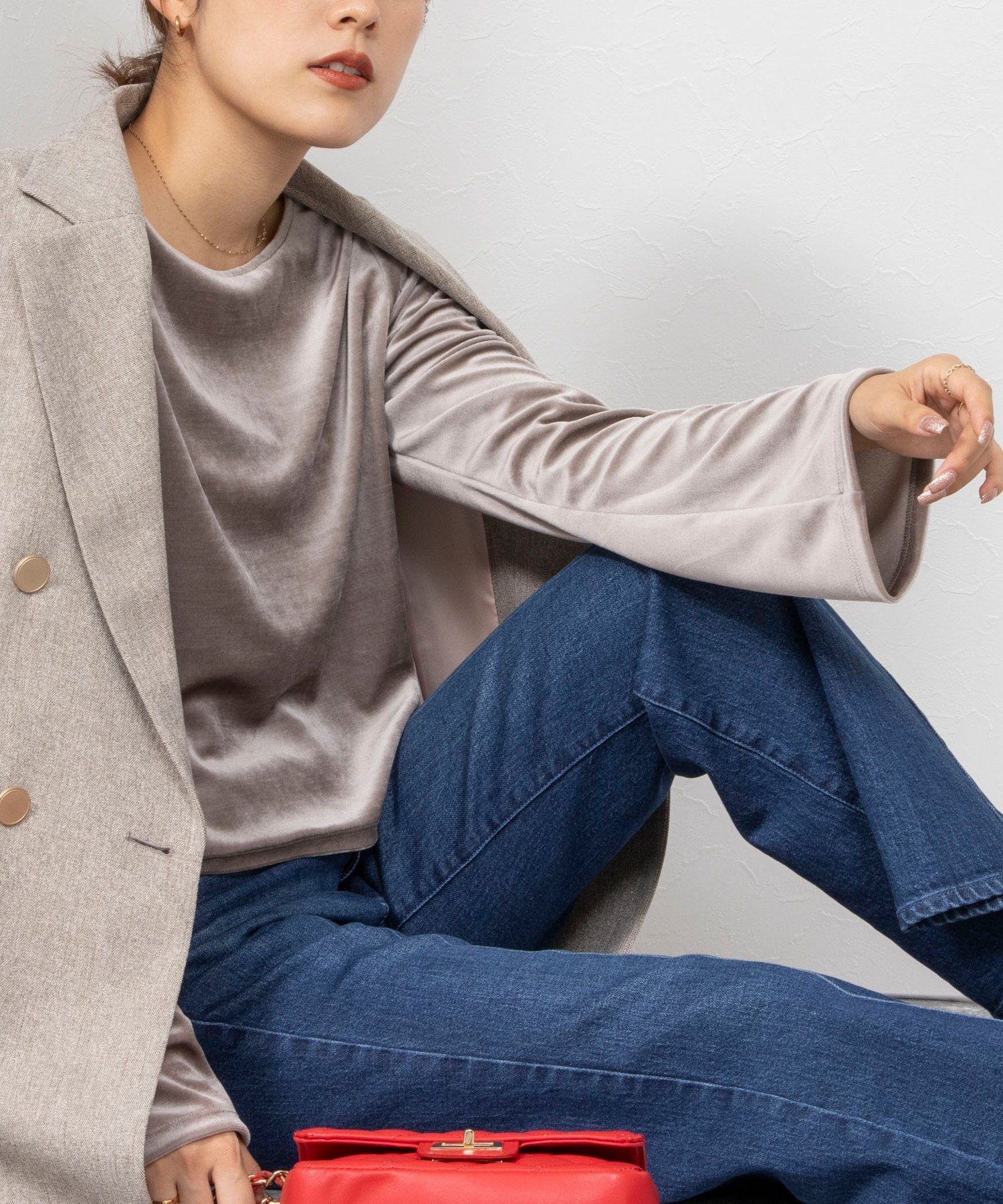 【SALE／30%OFF】NOLLEY'S ベロアショート丈プルオーバーカットソー ノーリーズ トップス カットソー・Tシャツ ベージュ ブラック【送料無料】のサムネイル