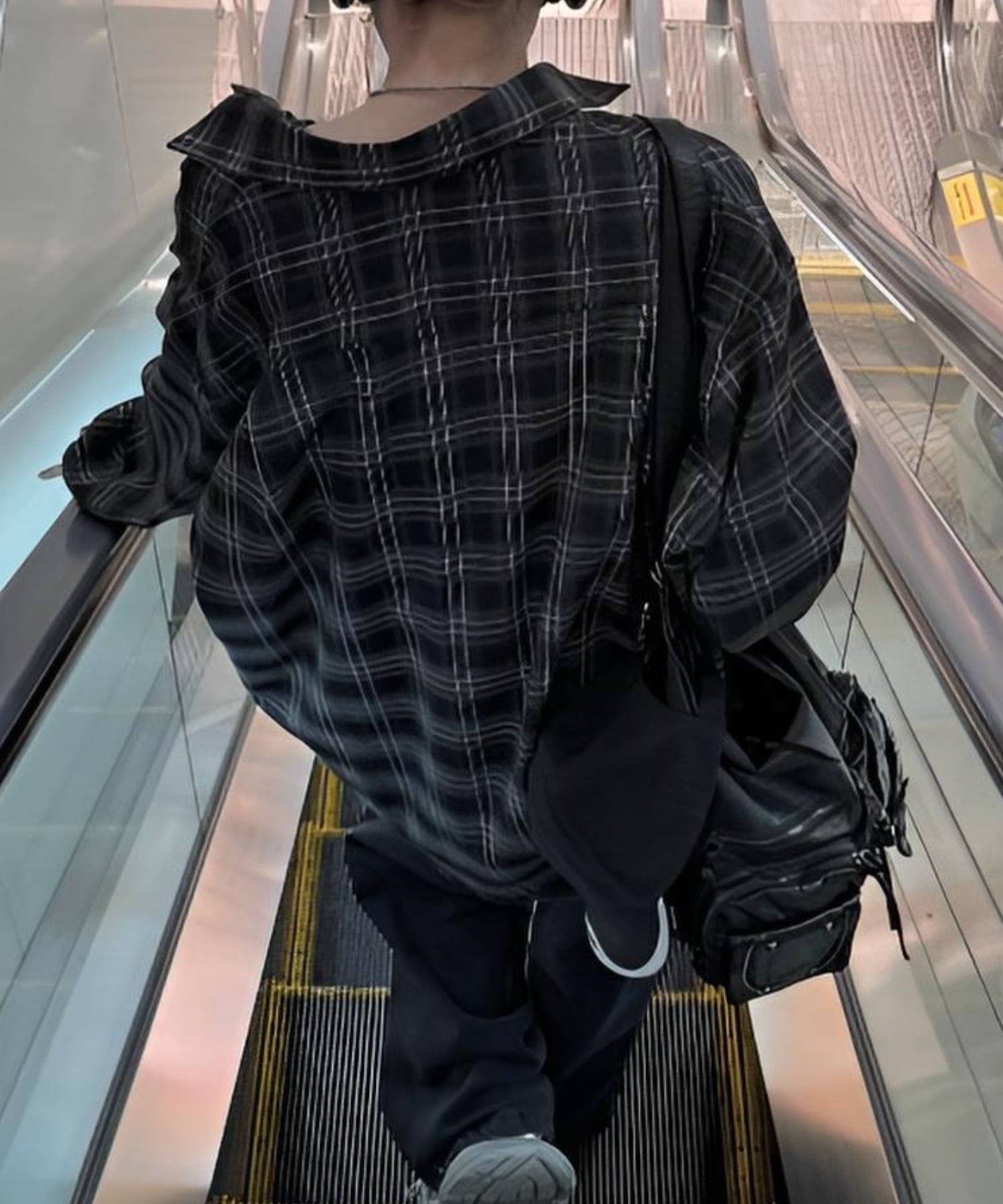 + 【Chikashitsu +】oversized check shirt オーバーサイズ チェックシャツ 柄シャツ ネバーマインドザエックスユー／チカシツプラス トップス シャツ・ブラウス ブラウン