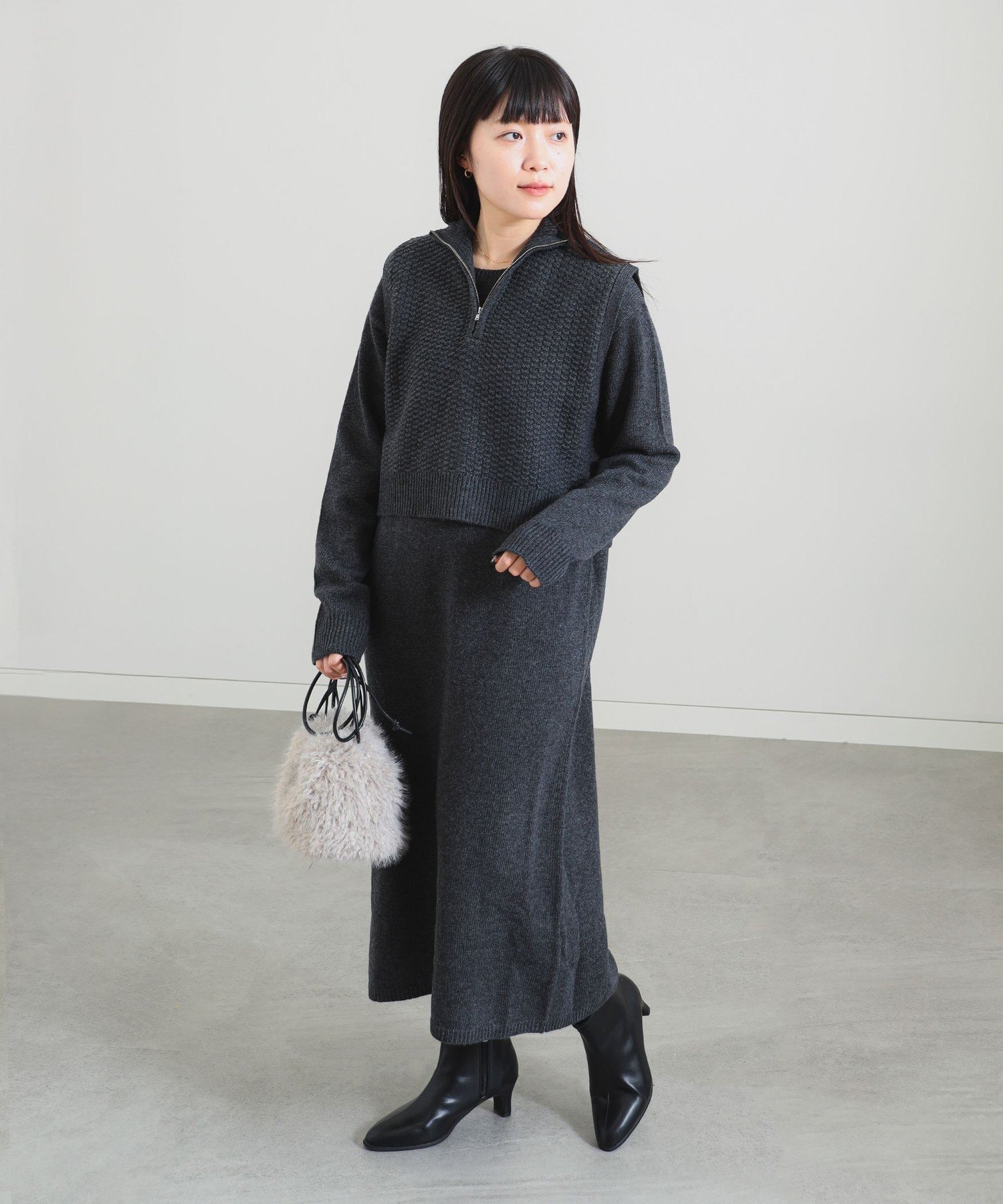 【SALE／50%OFF】B:MING by BEAMS ニットベスト * ニットワンピース セット ビームス アウトレット ワンピース・ドレス ワンピース ホワイト カーキグリーン【送料無料】