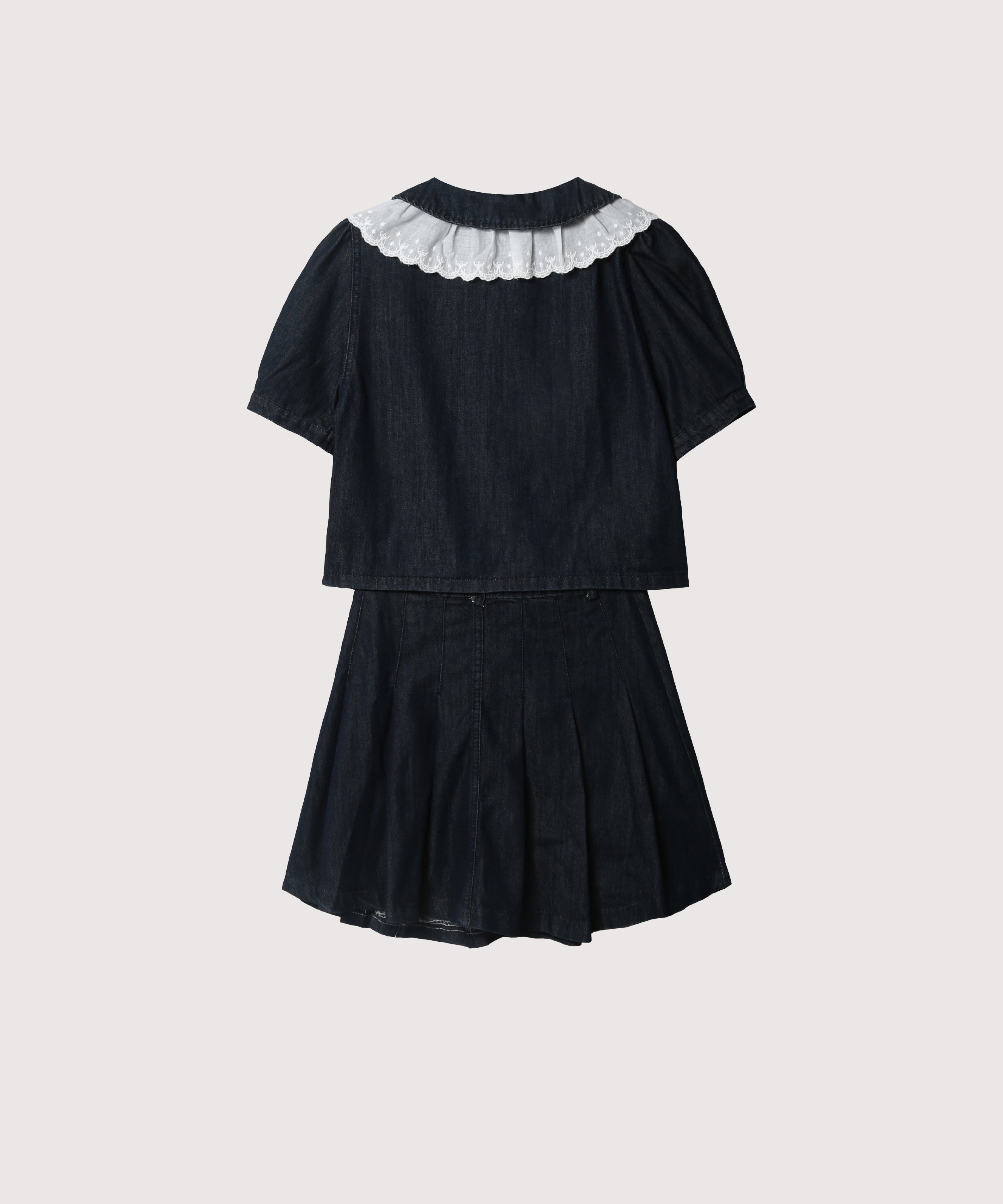 LA POMME petit Baby Lace Collar Denim Set Up ラポミ・プチ オールインワン・オーバーオール その他のオールインワン・オーバーオール ブルー【送料無料】