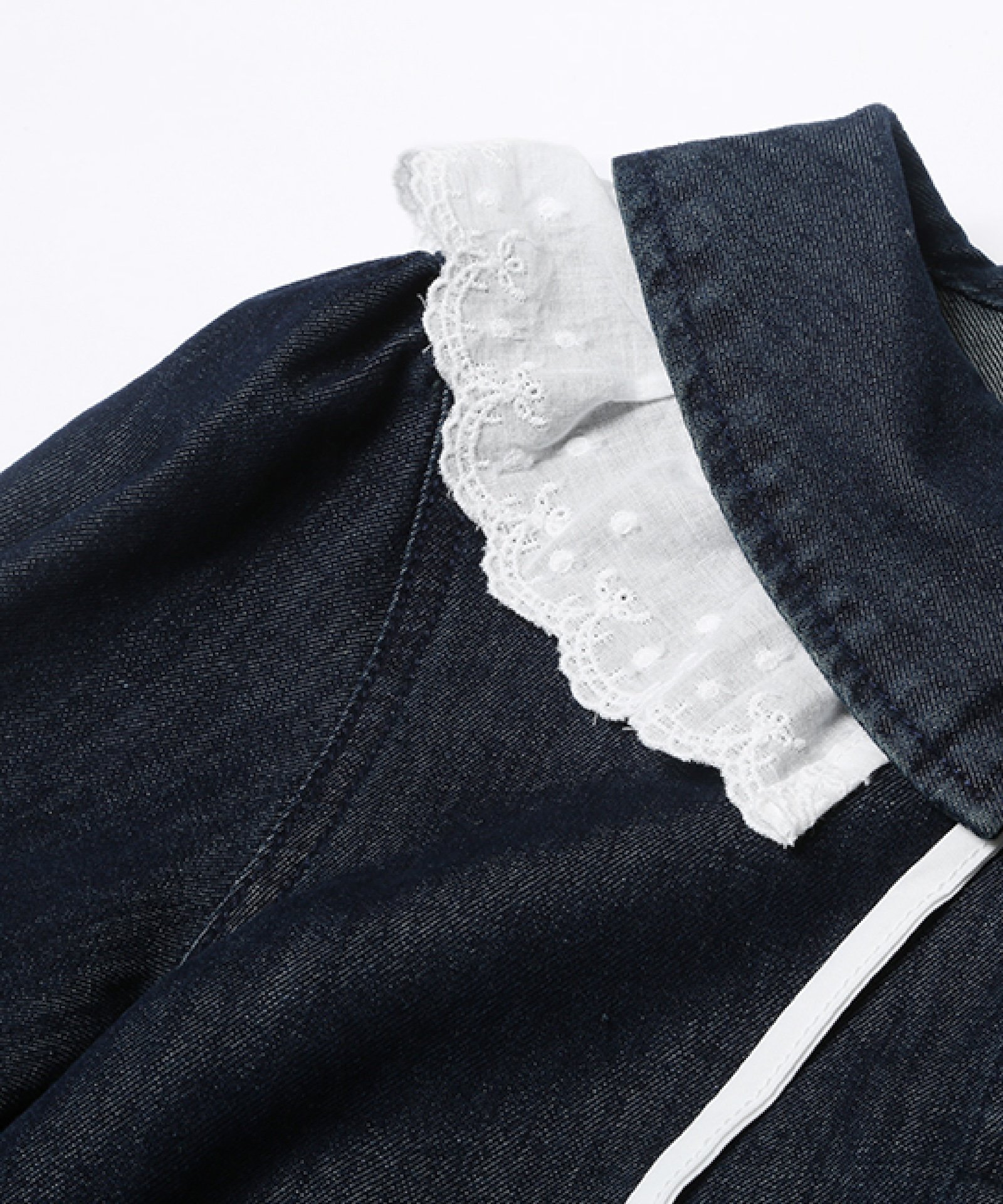 LA POMME petit Baby Lace Collar Denim Set Up ラポミ・プチ オールインワン・オーバーオール その他のオールインワン・オーバーオール ブルー【送料無料】