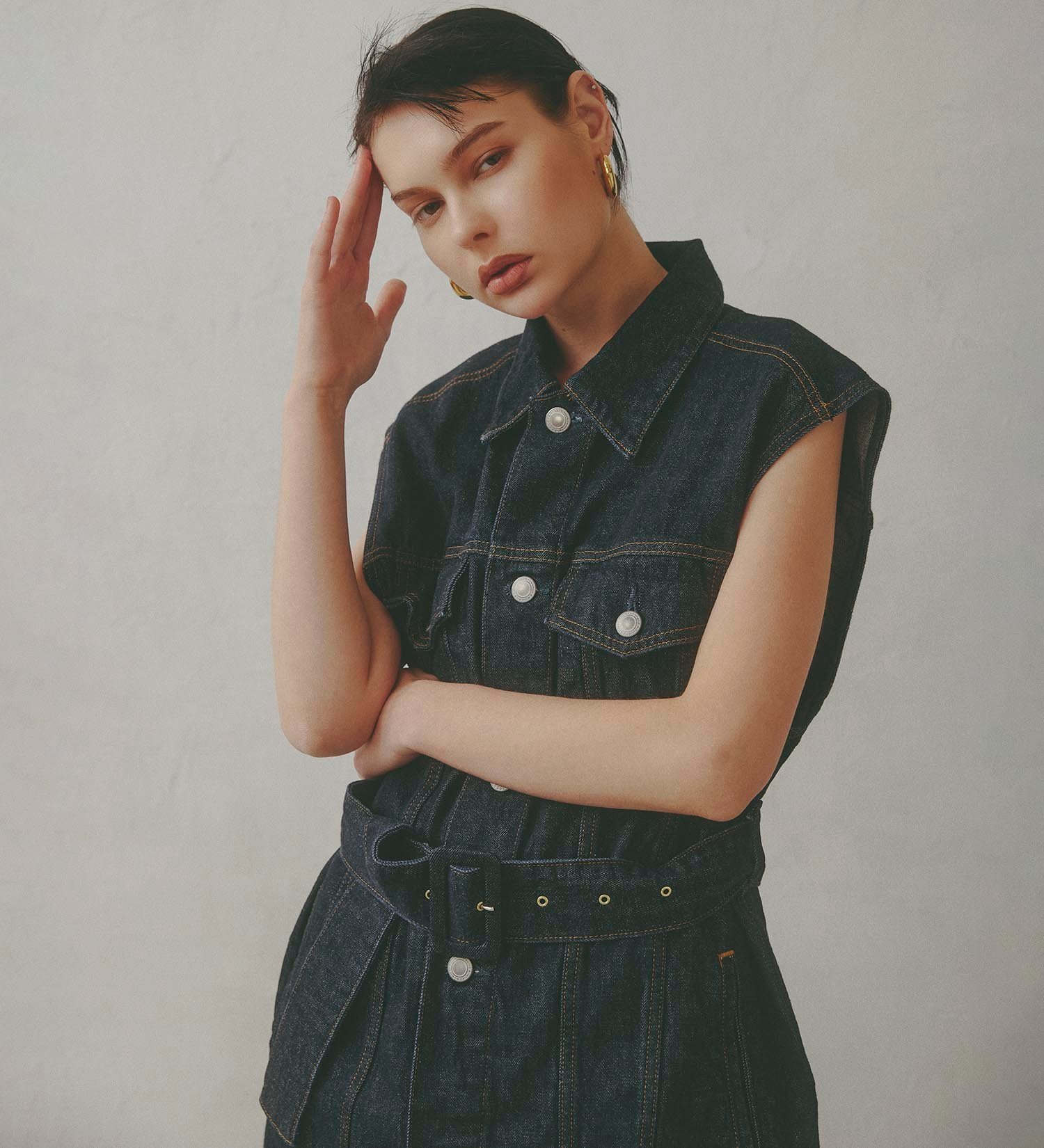 SOMETHING atelier SOMETHING BELTED DENIM JACKET/アトリエサムシングベルテッドデニムジャケット エドウインオンラインモール ジャケット・アウター デニムジャケット ブルー【送料無料】