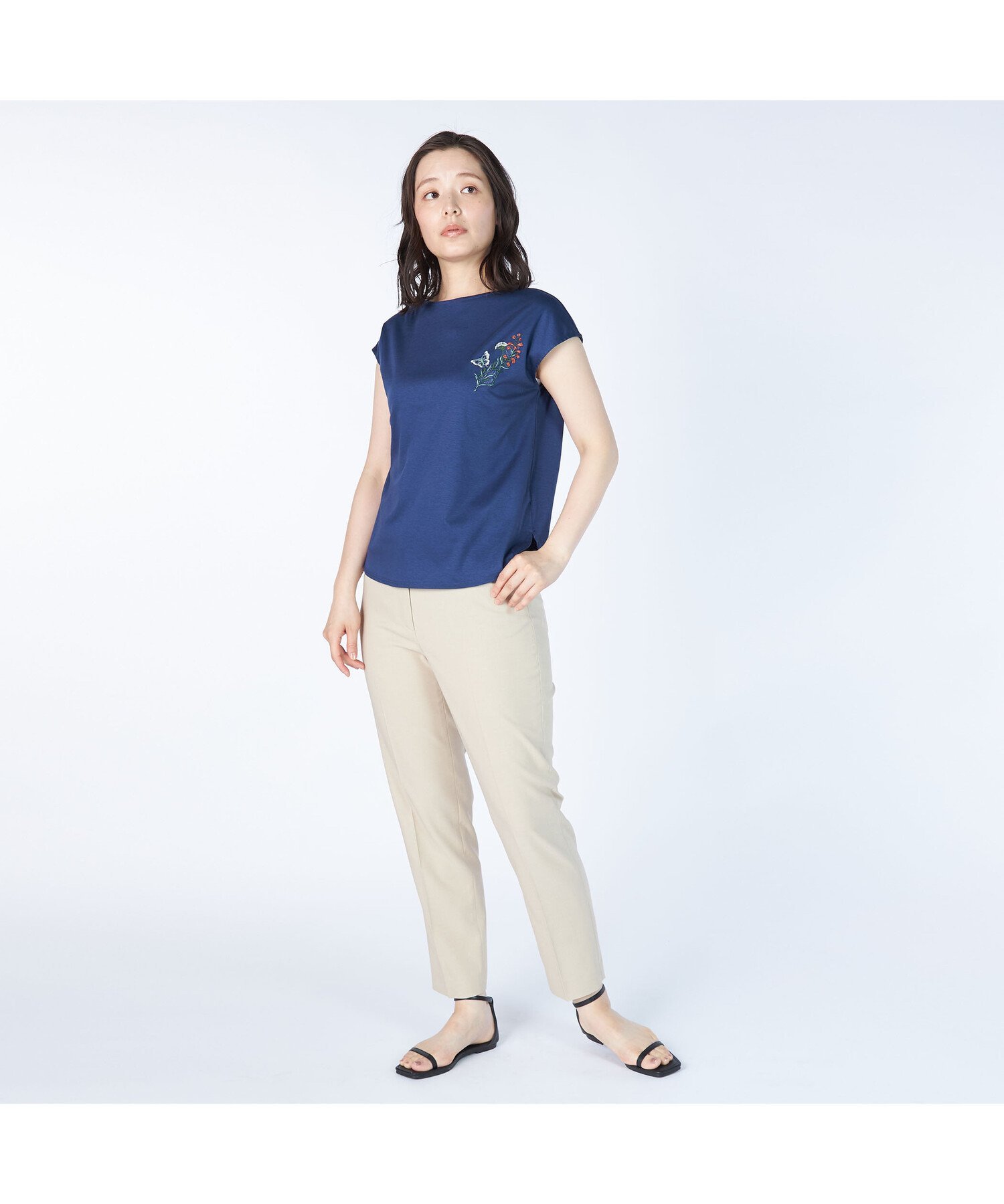 KEITH Meadows Motifカットソー キース トップス カットソー・Tシャツ ベージュ ネイビー