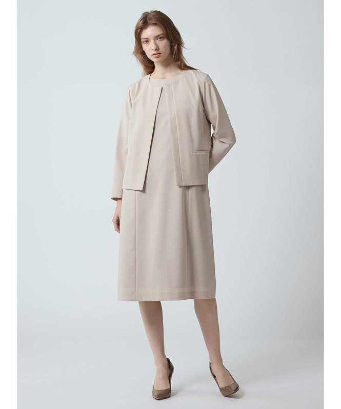 【SALE／50%OFF】Aquascutum WOMEN 【セットアップ対応】アナスタシアノーカラージャケット アクアスキュータム ジャケット・アウター テーラードジャケット・ブレザー ベージュ ネイビー【送料無料】