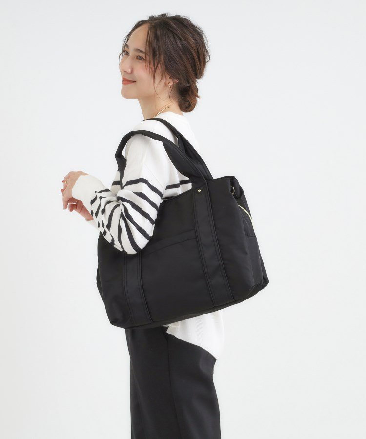 【SALE／10%OFF】SHOO・LA・RUE 【撥水】両あおりビッグトートバッグ【2WAY】 シューラルー バッグ トートバッグ ブラック グレー【送料無料】