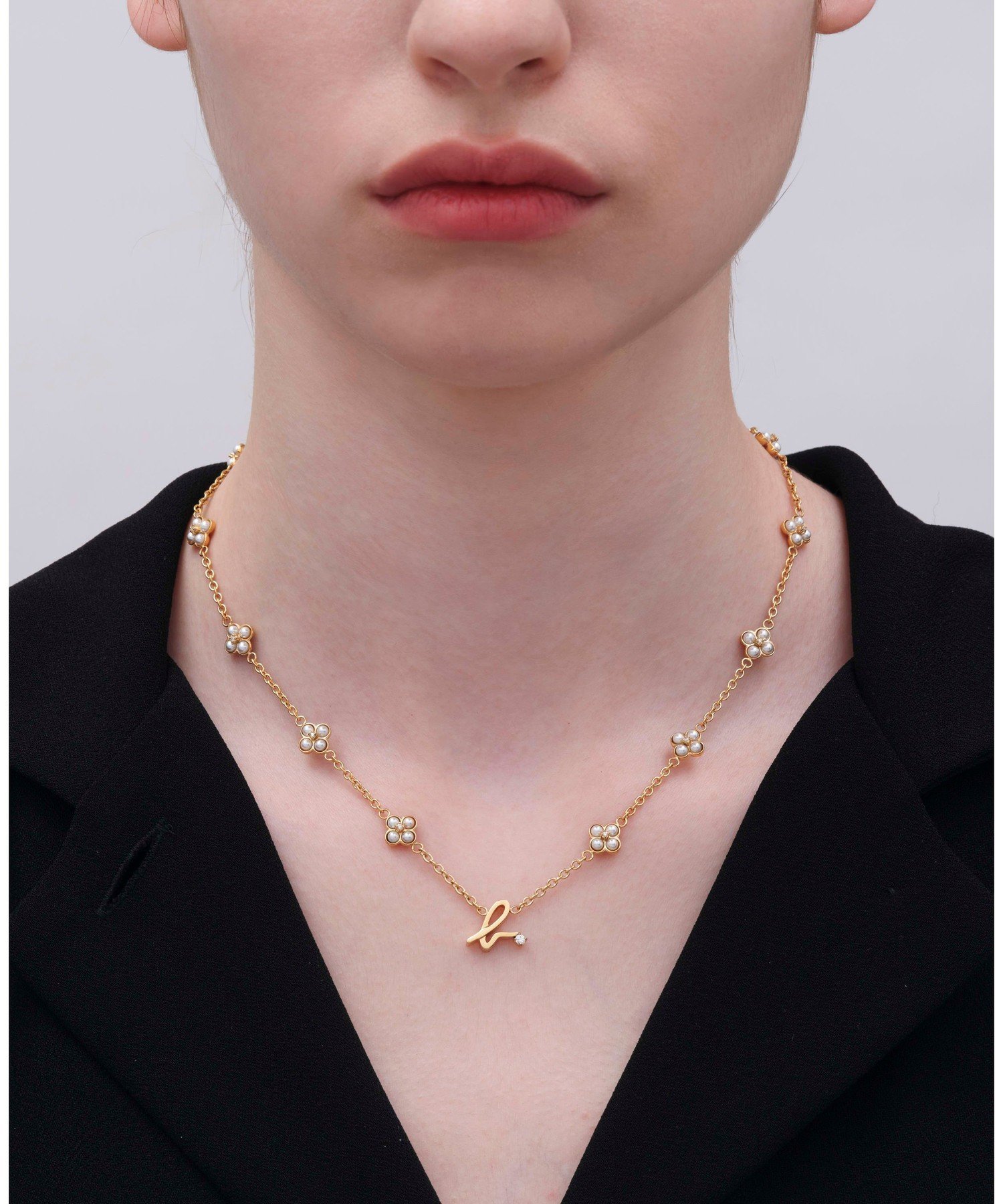 agnes b. FEMME b.ロゴ フラワーモチーフ パール ネックレス "Double bloom" アニエスベー アクセサリー・腕時計 ネックレス ゴールド【送料無料】