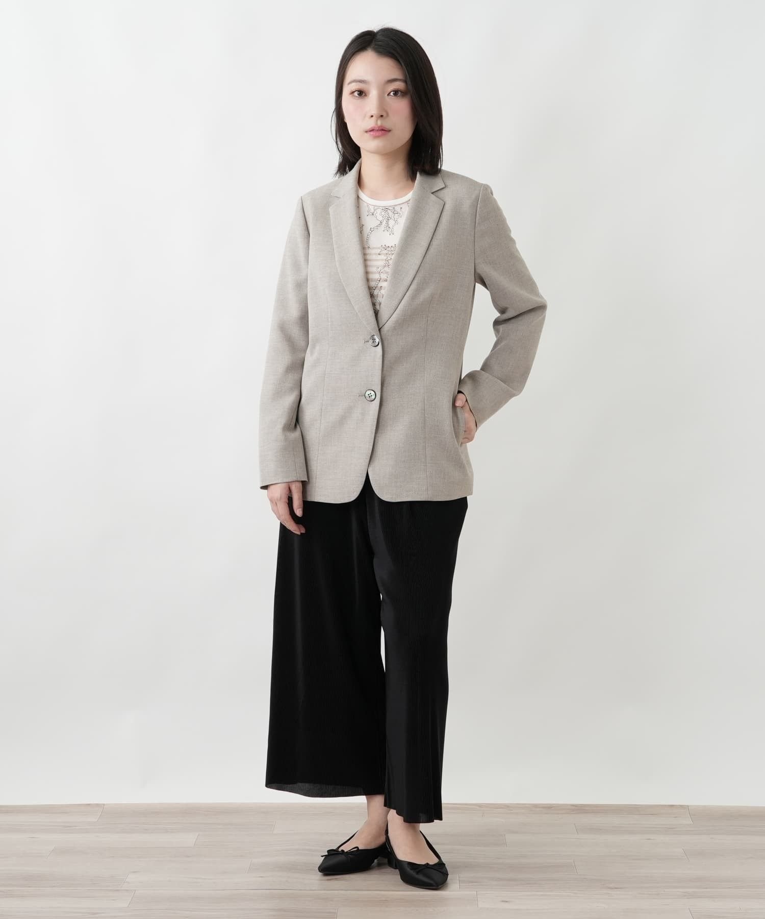 Leilian 洗えるブレザー【Leilian WHITE LABEL】 レリアン ジャケット・アウター テーラードジャケット・ブレザー グレー ピンク