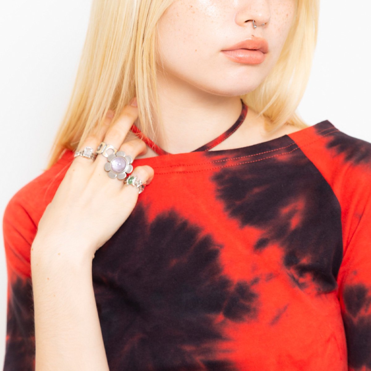 atmos pink atmos pink Halter Neck Tie-dye T-shirt RED アトモス トップス カットソー・Tシャツ レッド