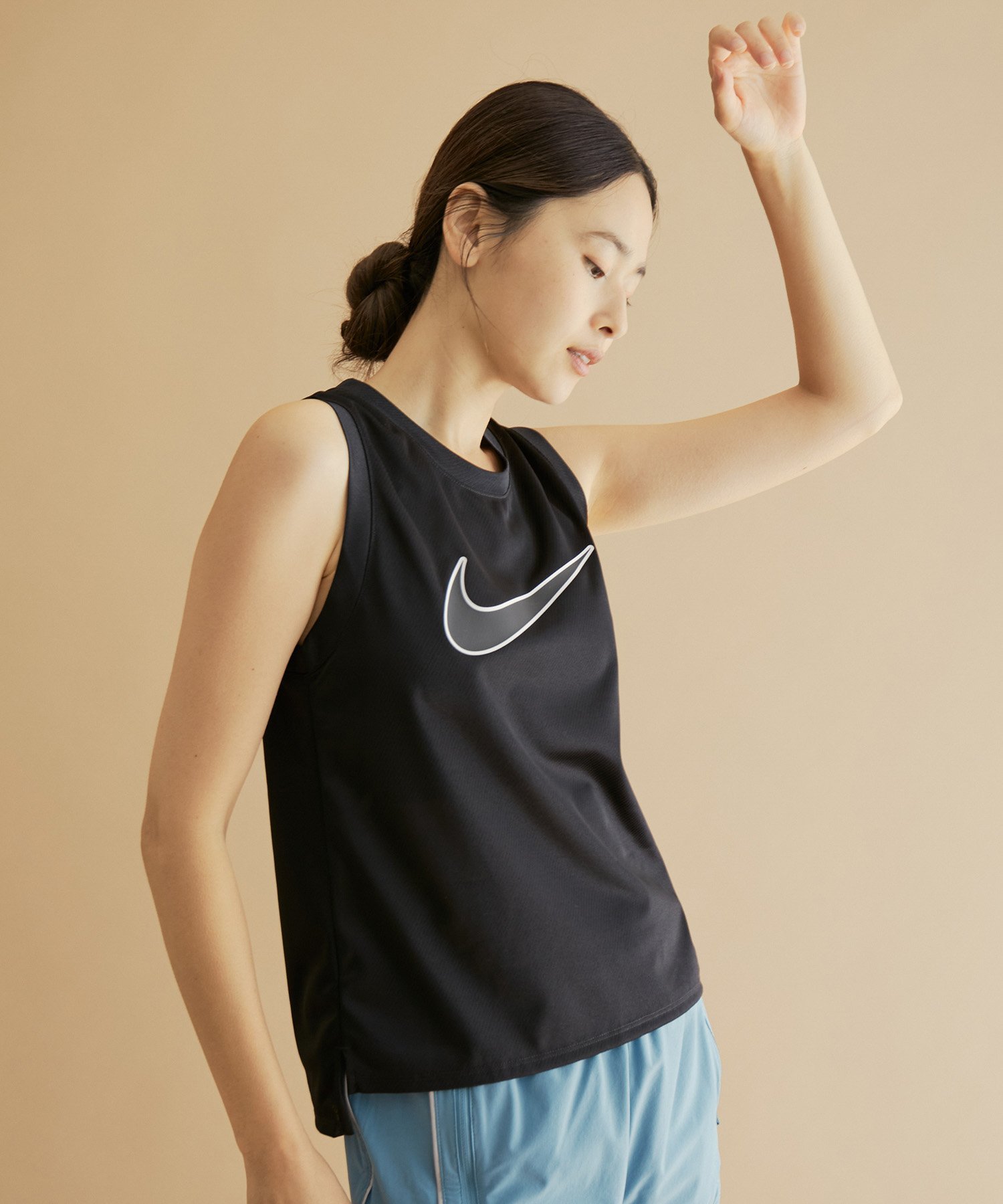 NIKE ナイキ ウィメンズ DF スウッシュ ラン タンク トップ ナージー トップス ノースリーブ・タンクトップ ブラック パープル【送料無料】