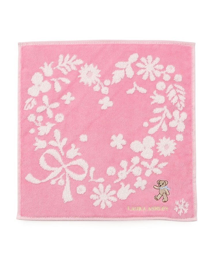 LAURA ASHLEY HOME ベア刺繍クリスマスタオルハンカチ ローラ アシュレイ ファッション雑貨 ハンカチ・ハンドタオル ピンク パープル ブルー