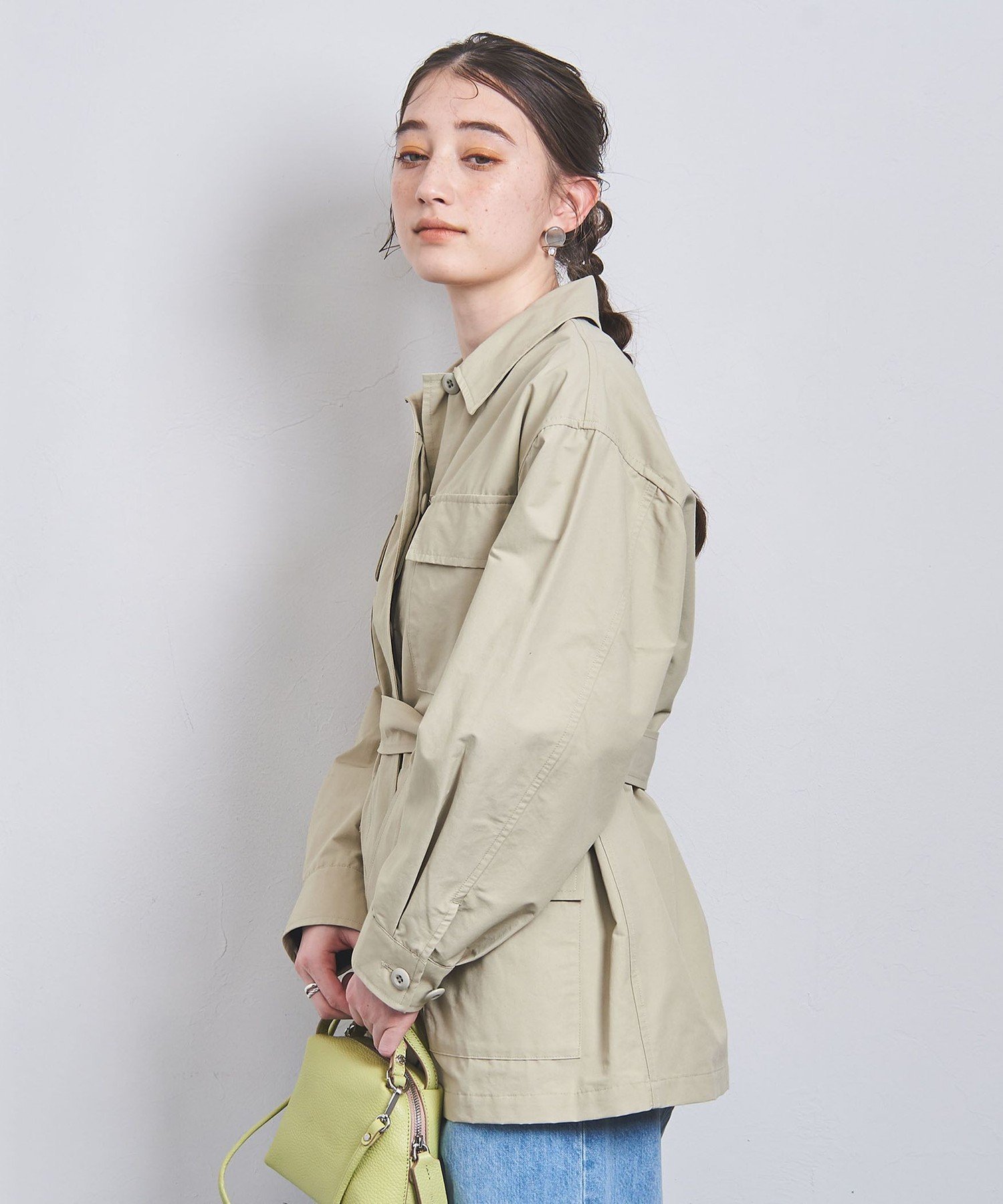 【SALE／80%OFF】UNITED ARROWS ミリタリー ベルテッド コート ユナイテッドアローズ アウトレット ジャケット・アウター ミリタリージャケット ベージュ ホワイト【送料無料】