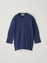 JOHN SMEDLEY ターンバック5分袖コットンニットプルオーバー | S4749 | 30G ジョンスメドレー トップス ニット ネイビー【送料無料】
