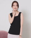 ITS' DEMO 【手洗い可】ニットスクエアタンク イッツデモ トップス アンサンブル ベージュ ブラック