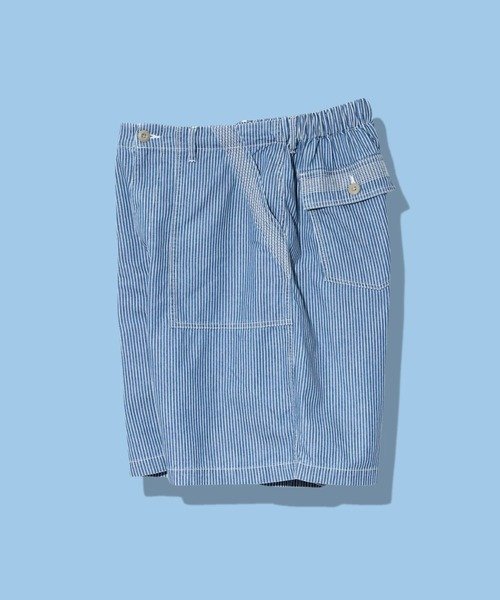 AOZORA DENIM・ヒッコリーワイドベーカーショーツ(MENS) ゴースローキャラバン パンツ その他のパンツ ブルー ネイビー