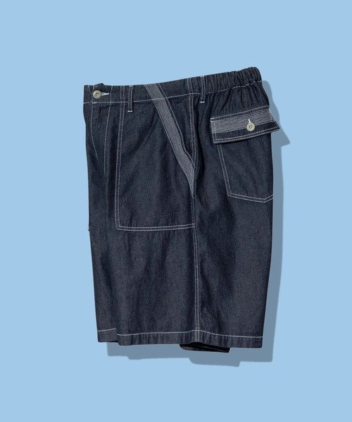 AOZORA DENIM・ヒッコリーワイドベーカーショーツ(MENS) ゴースローキャラバン パンツ その他のパンツ ブルー ネイビー
