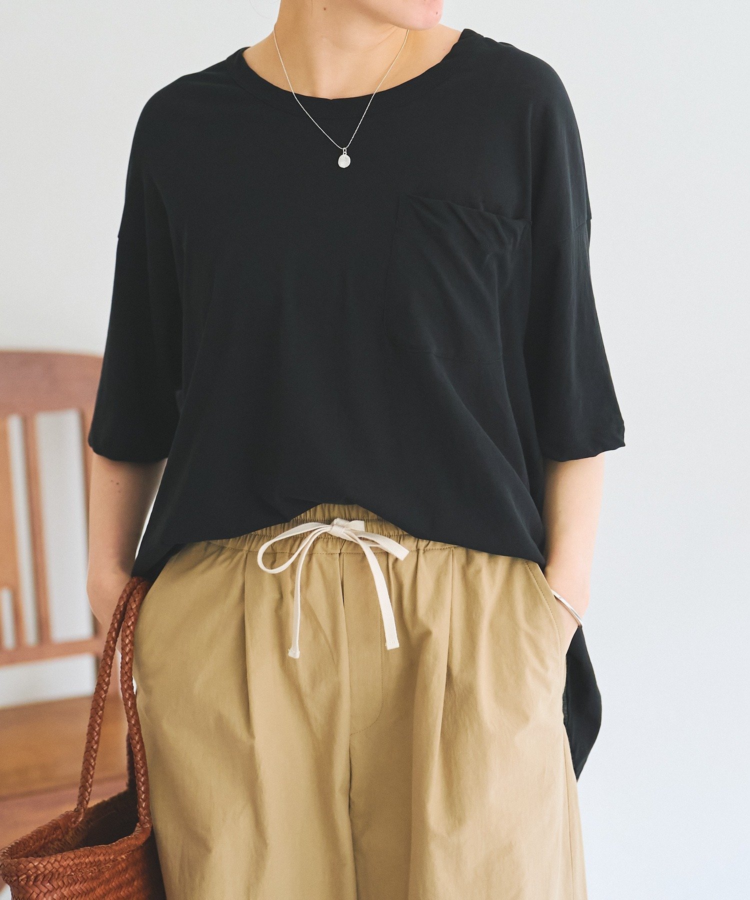 BEARDSLEY 強撚ポケットTシャツ ビアズリー トップス カットソー・Tシャツ ホワイト ブラック【送料無料】