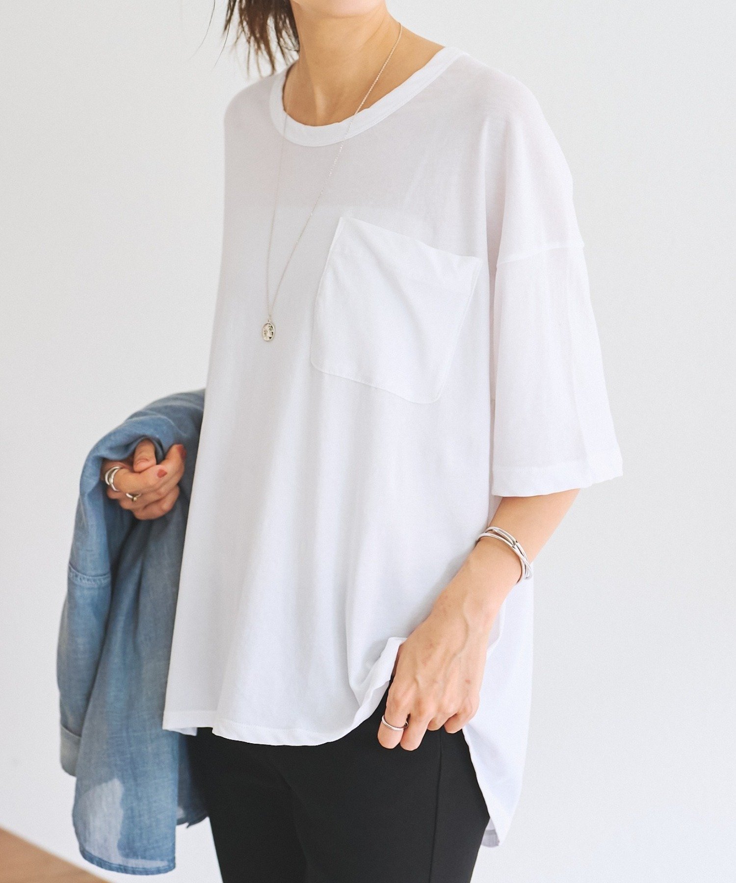 BEARDSLEY 強撚ポケットTシャツ ビアズリー トップス カットソー・Tシャツ ホワイト ブラック【送料無料】