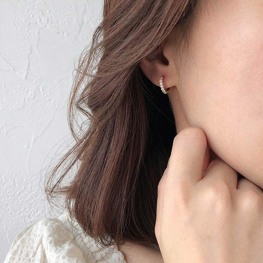 【SALE／48%OFF】Forcement 耳元でさりげなく煌めくビジュー付きリングピアス シンプル 大人 華やか メゾンドラティール アクセサリー・腕時計 ピアス ゴールド シルバー