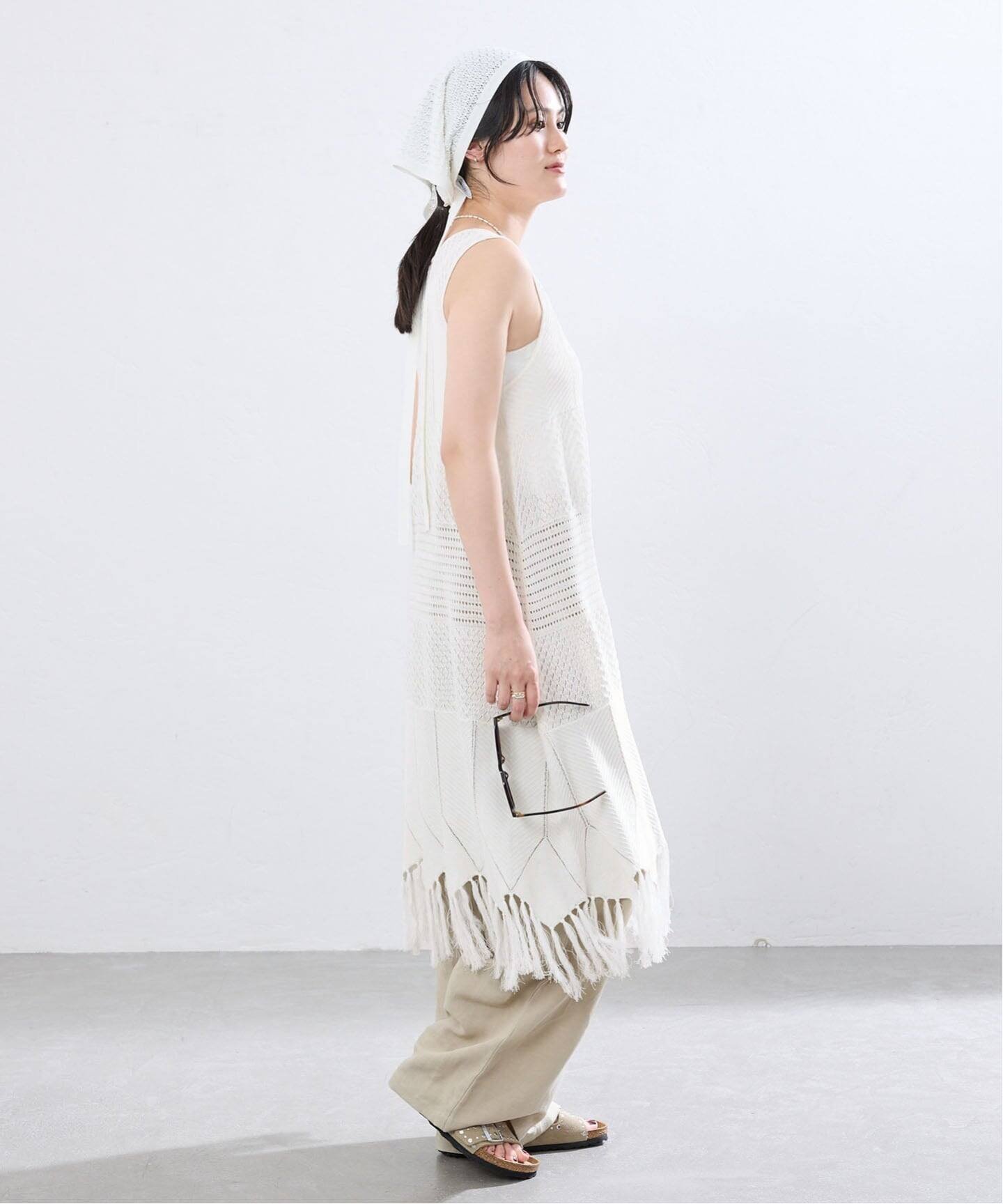 IENA アイレットニットワンピース イエナ ワンピース・ドレス ワンピース ベージュ