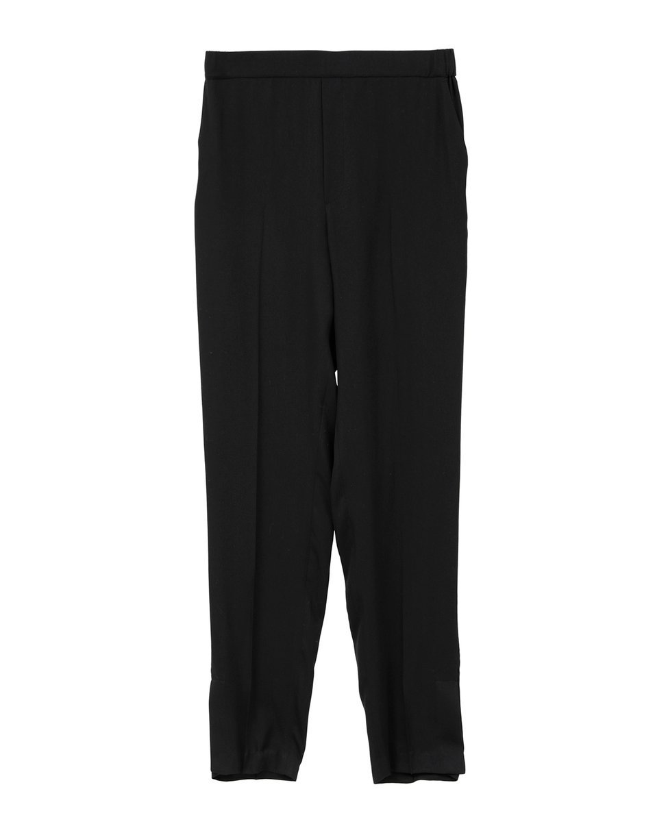 PLAIN PEOPLE キュプラサテンストレートパンツ プレインピープル パンツ スラックス・ドレスパンツ ブラック