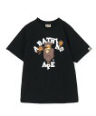 A BATHING APE (W)CRYSTAL STONE COLLEGE MILO TEE ア ベイシング エイプ トップス カットソー Tシャツ ブラック【送料無料】