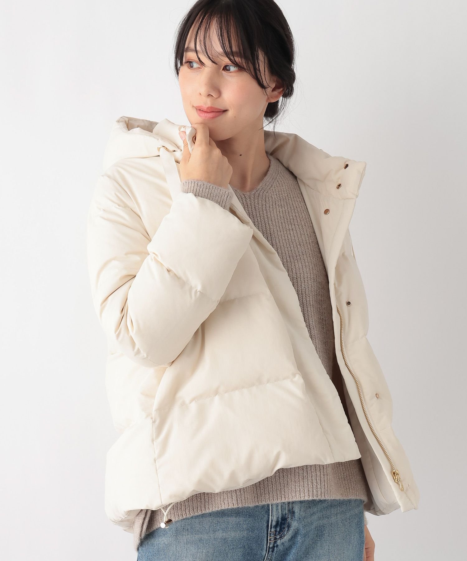 【SALE／50%OFF】GLOBAL WORK (W)ハッスイショートダウンBL+D グローバルワーク ジャケット・アウター ダウンジャケット・ダウンベスト ホワイト ブラック【送料無料】のサムネイル