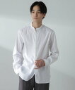 【SALE／20 OFF】NANO universe 「ICE FLOW LINEN」バンドカラーシャツ 長袖 ナノユニバース トップス シャツ ブラウス ホワイト グレー ネイビー【送料無料】